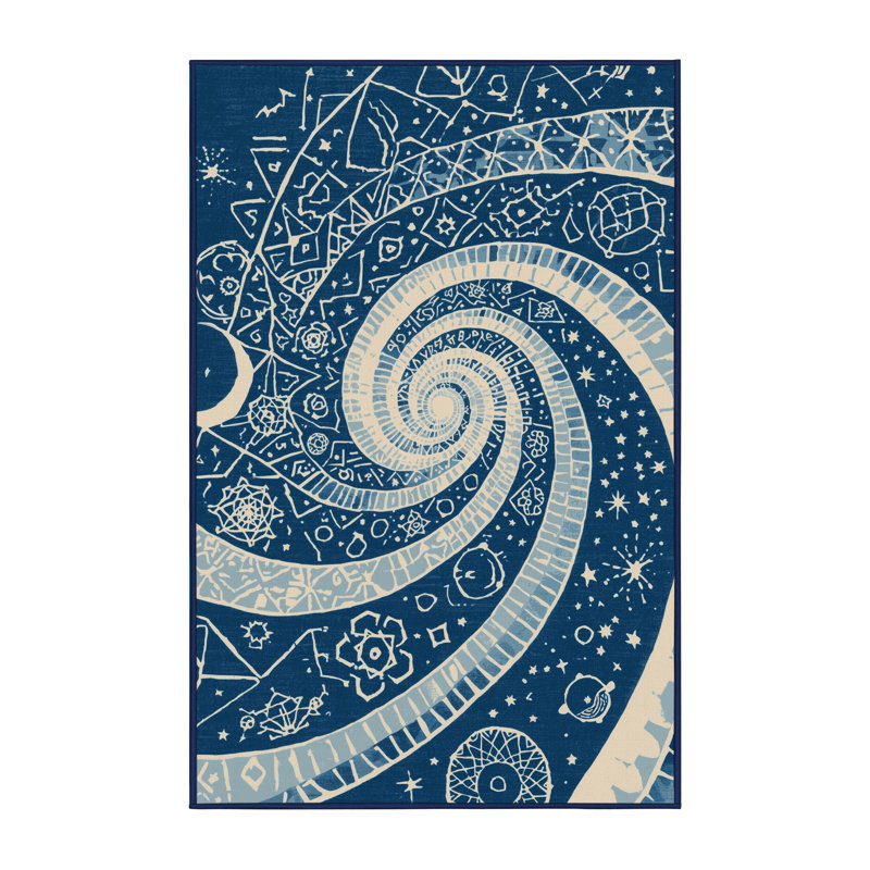 Tapis bleu lavable à la machine d'inspiration mondiale Northville, 8 x 12
