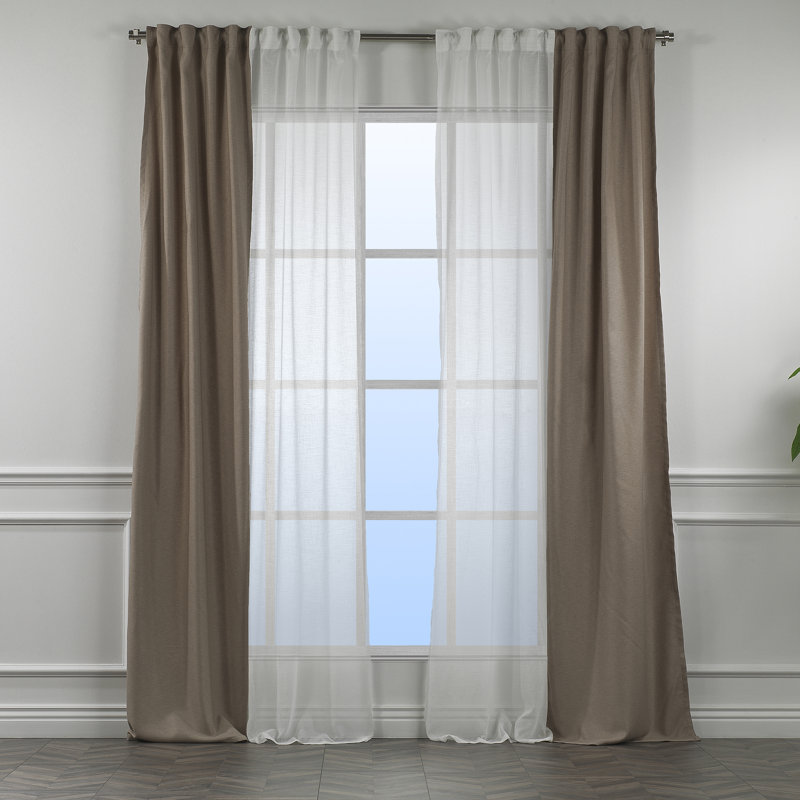 Decorative Window Curtain Each Panel, 27" W x 84" L, Barley/White