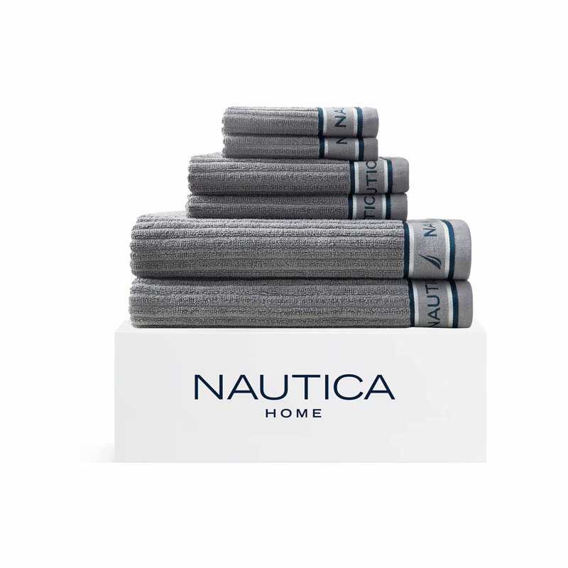 UltraSoft 6-Piece Cotton Bath Towel Set - Absorbent, Medium Weight, Signature Grey Bathroom Decor