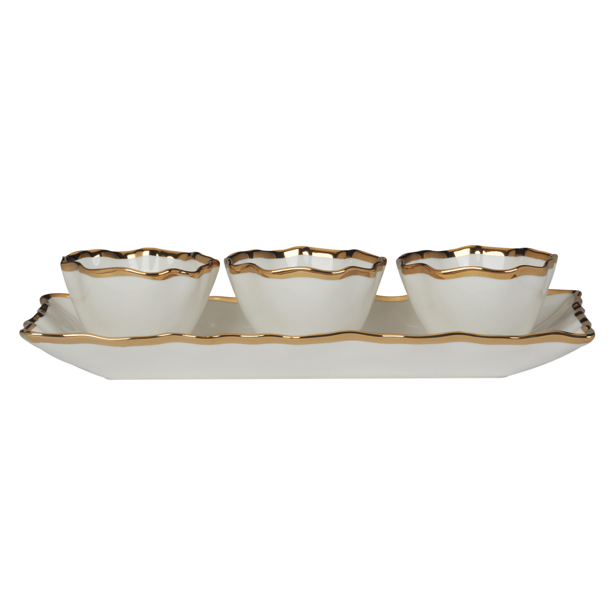 Regency Gold 4pc Tray and Condiment Bowls 14.25in