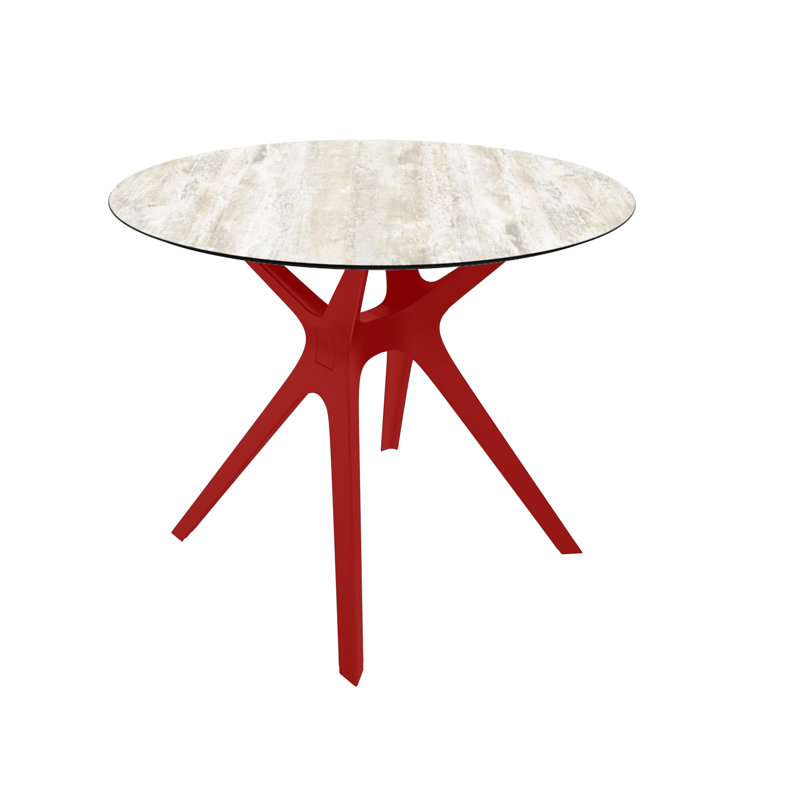 Vela Round Dining Table, White, Red, H74 x L80 x W80cm