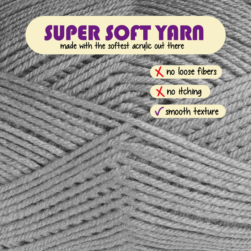 Hearth & Harbor Acrylic Crochet Yarn, Gray