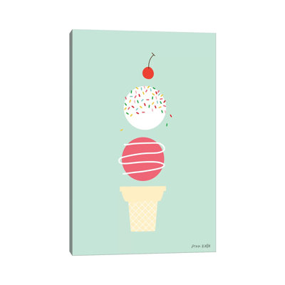 Ice Cream And Cherry I by Ann Kelle - Wrapped Canvas Print