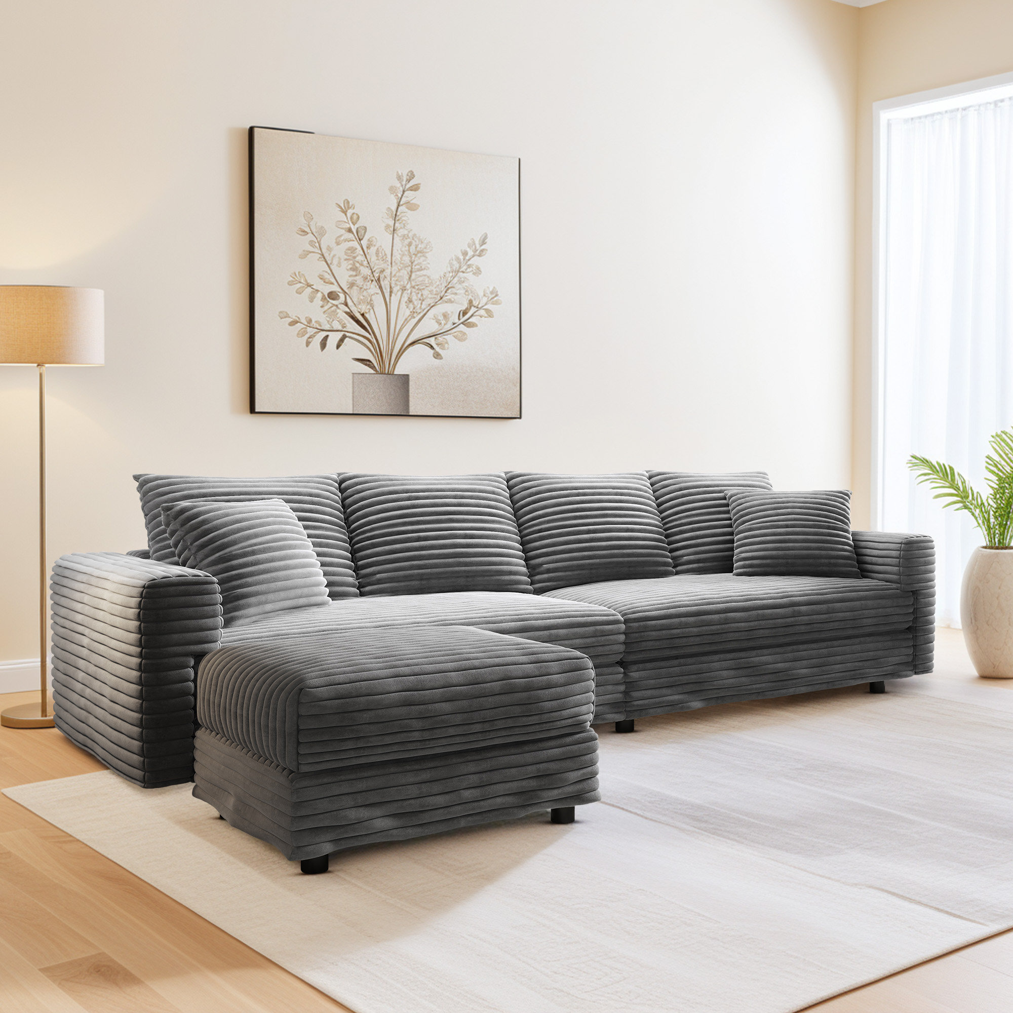 Photo inspiration: Mercer41 Almonte 103 Modular Sectional Sofa With Chaise Conversion Photo Inspiration