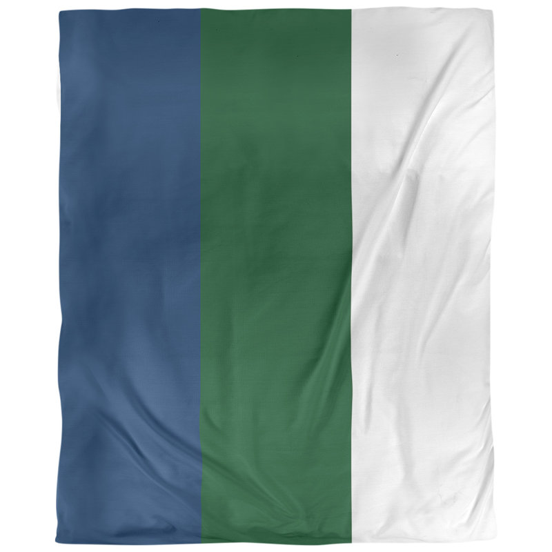 Polyester Striped Duvet Cover, Navy/Green/White, Brushed Polyester, Twin XL Duvet Cover