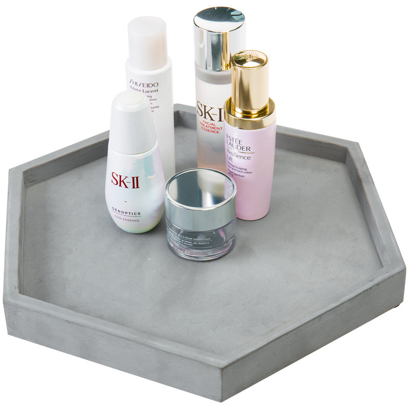 Concrete Hexagonal Display Bathroom Accessory Tray