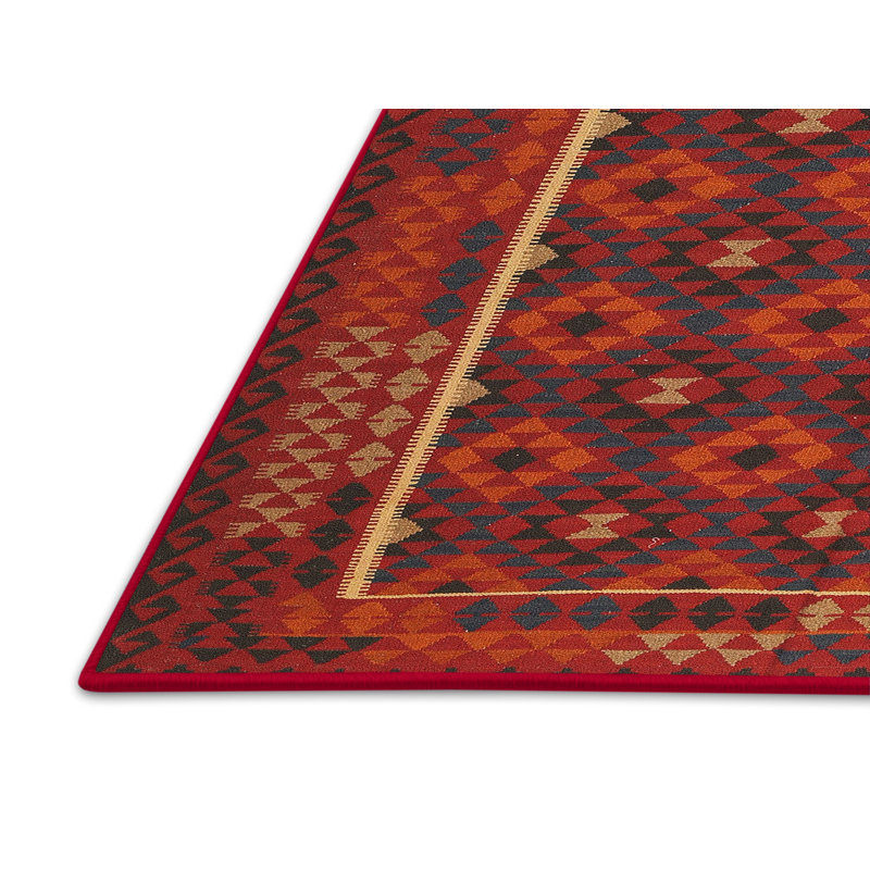 Tapis contemporain rouge / brun, Rectangle 4 pi x 6 pi