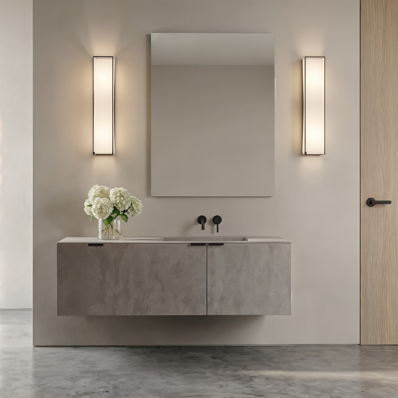 Luminaire mural de salle de bain 1 lumière Kelly Porterstler Courville avec blanc , H 27 po x l 6 po x P 5,75 po, Fer vieilli