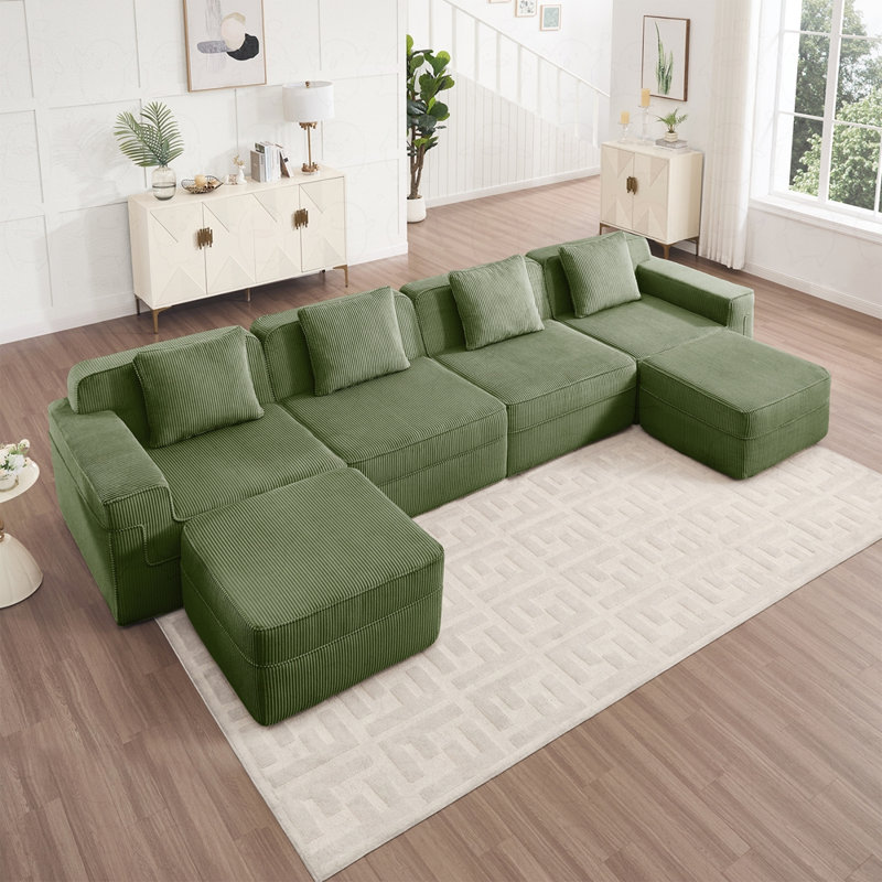 Canapé modulaire moderne à 4 places avec 2 repose-pieds