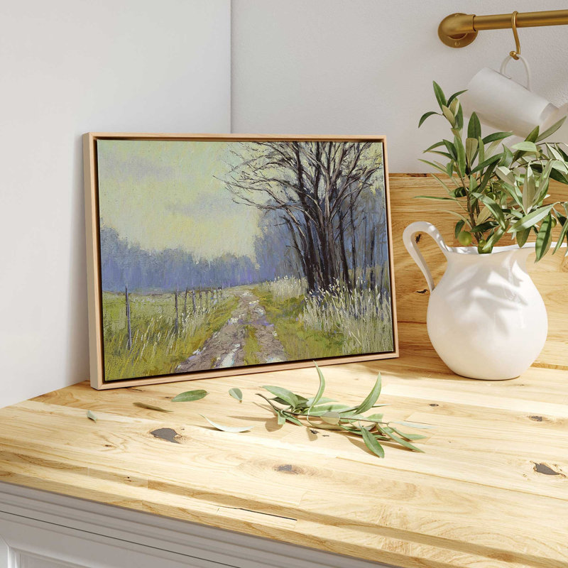 Impression de printemps sur toile par Carol Strock Wasson, Cadre américain en érable flottant, H 22 po x l 32 po x P 1,75 po