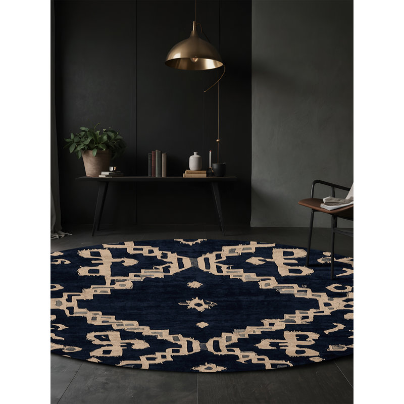Machine Washable Gray Area Rug, Round 3'