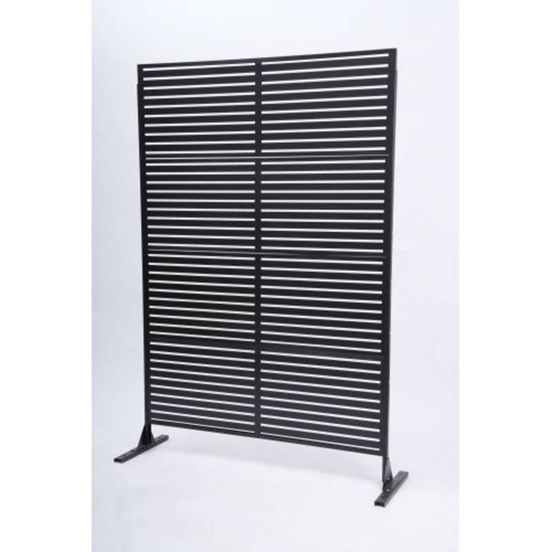 H 70,87 po x l 46,06 po, écran d'intimité extérieur, cloison à lattes autoportante, métal noir résistant aux intempéries pour terrasse de patio