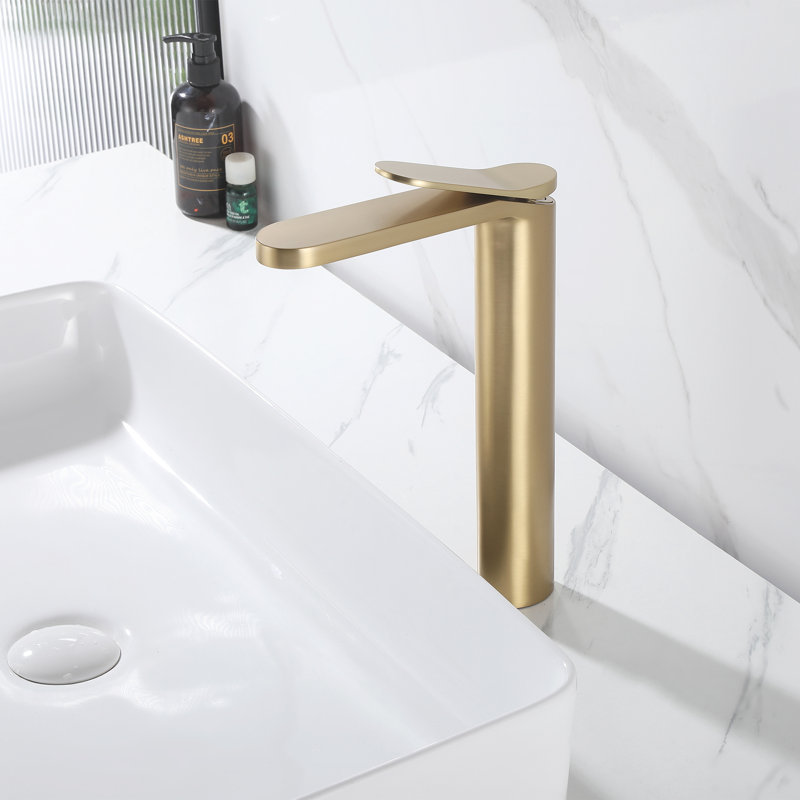 11.7" H Single Handle Single Hole Vessel Sink Faucet With Drain Assembly, Matte Black, Drain Assembly Included