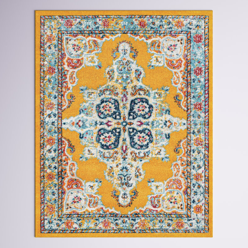Tapis oriental jaune Armgard, Rectangle 4 pi x 6 pi