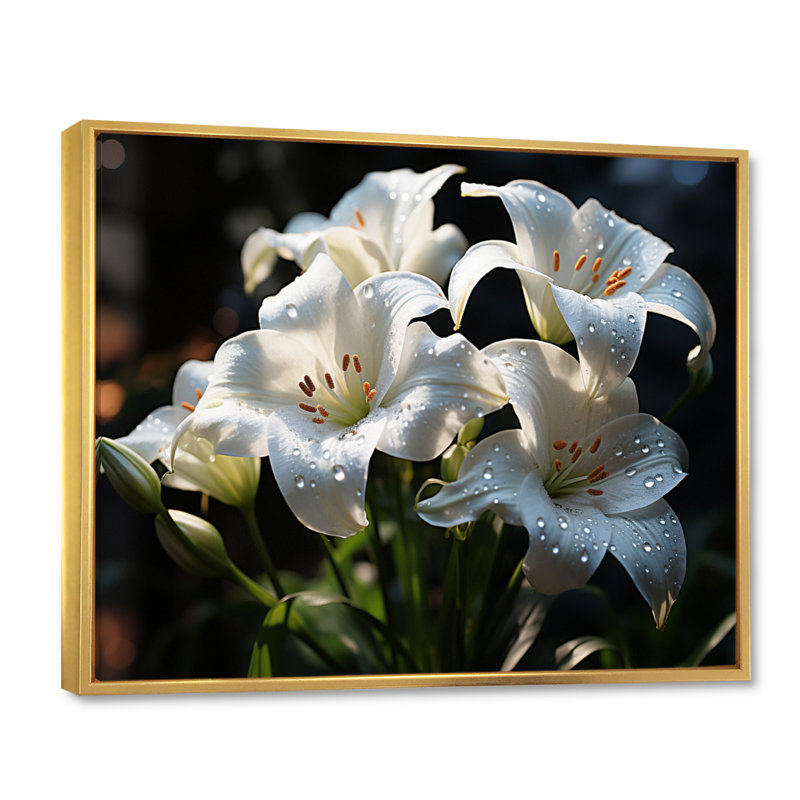 Élégance II sur fond blanc, H 30 po x l 40 po x P 1,5 po, Cadre flottant doré