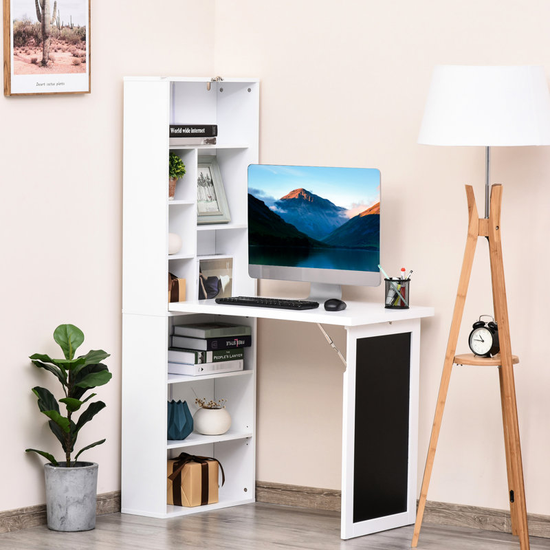 Bureau de bureau mural pliable avec tableau noir et tablette latérale pliable
