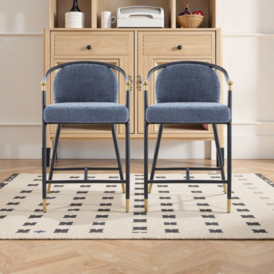 26 Inch Height Upholstered Counter Stool With Iron Frame - Set Of 2 Counter Stools