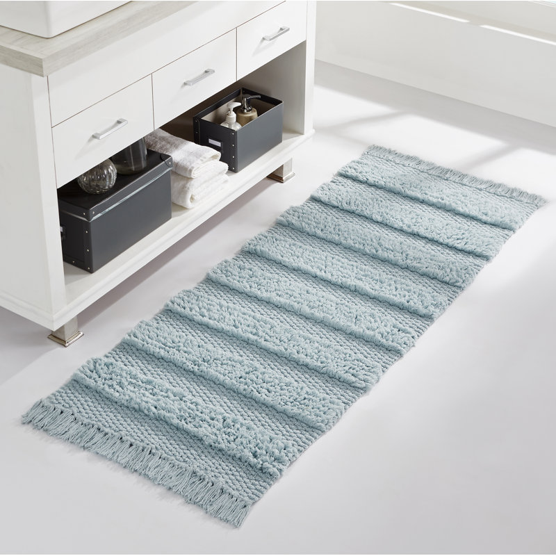 Savannah Cotton Fringe Runner Runner, 24" x 60", Blue