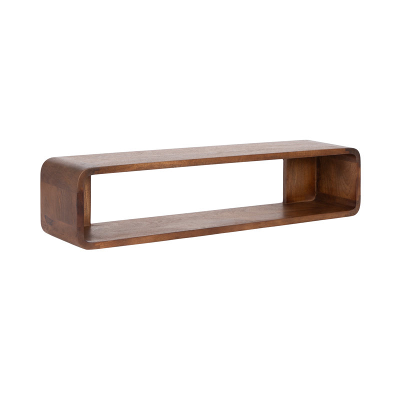 Deguara Mango Wood Floating Entryway Console Table, Walnut Brown