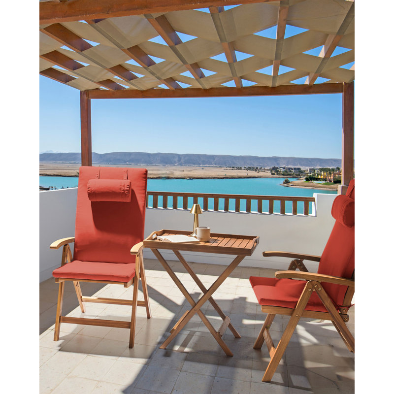 Aarica Folding Patio Dining Armchair with Cushion, Red