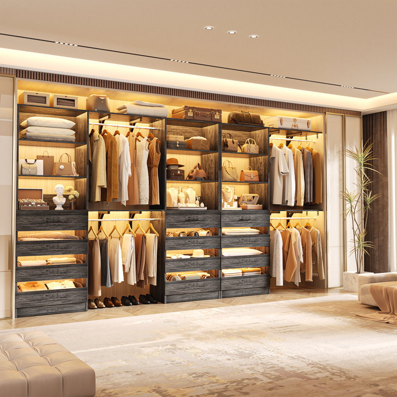 Système d'organisation en bois 11,58 pi , Chêne gris