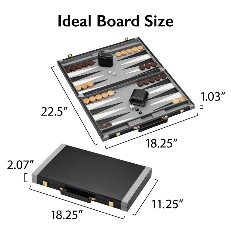 Gray/Black Backgammon Board Game