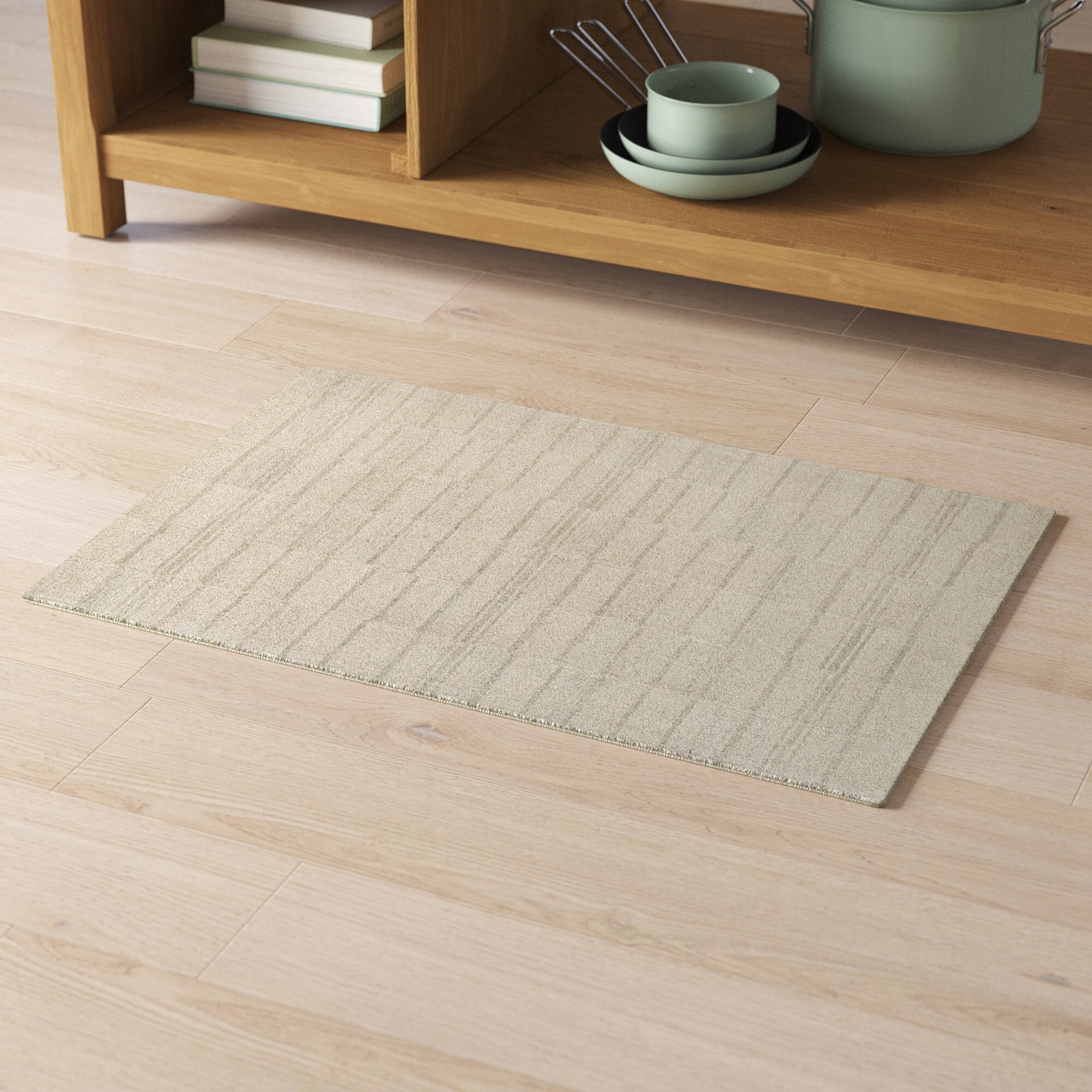 Demie Handmade Wool Gray/Beige Rug, Rectangle 2' x 3'