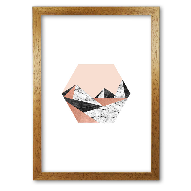 Geometric Landscape III - Print, Honey Oak Frame, 60 cm H x 42 cm W x 5 cm D