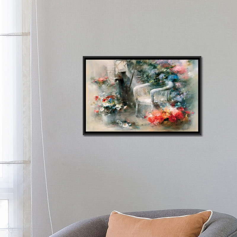 « idyllic place », reproduction sur toile, H 18 po x l 26 po x P 1,5 po, Toile avec cadre noir, Pas de tapis