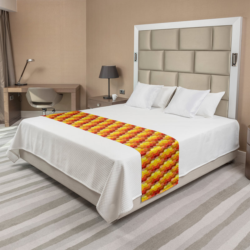 Ambesonne Abstract Bed Runner Creative Warm Toned Motif Multicolor, King