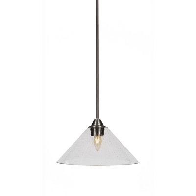Michell Paramount Stem Hung Pendant Shown In Brushed Nickel Finish Clear Bubble Glass
