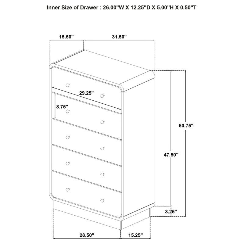 Commode 5 tiroirs Burton