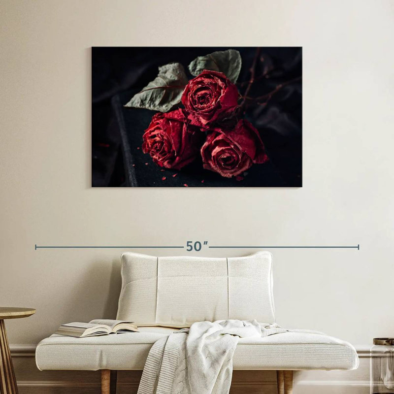 Hitzel Dried Red Roses, 26" H x 39" W