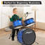 3-Piece Junior Drum Set for Beginners – Complete Kit with Cymbals, Throne Stool & Pedal, Wood & Metal Construction – Blue for Home Practice, Learning & Gifts