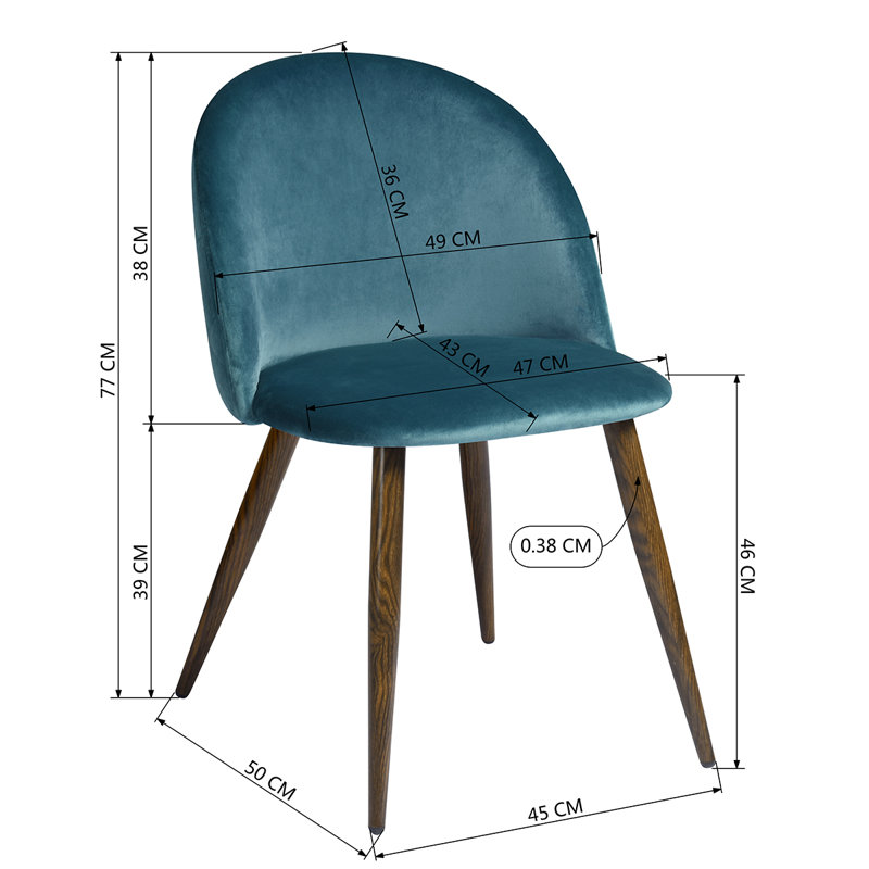 Abel 46cm H Velvet Upholstered Side Chair, Blue