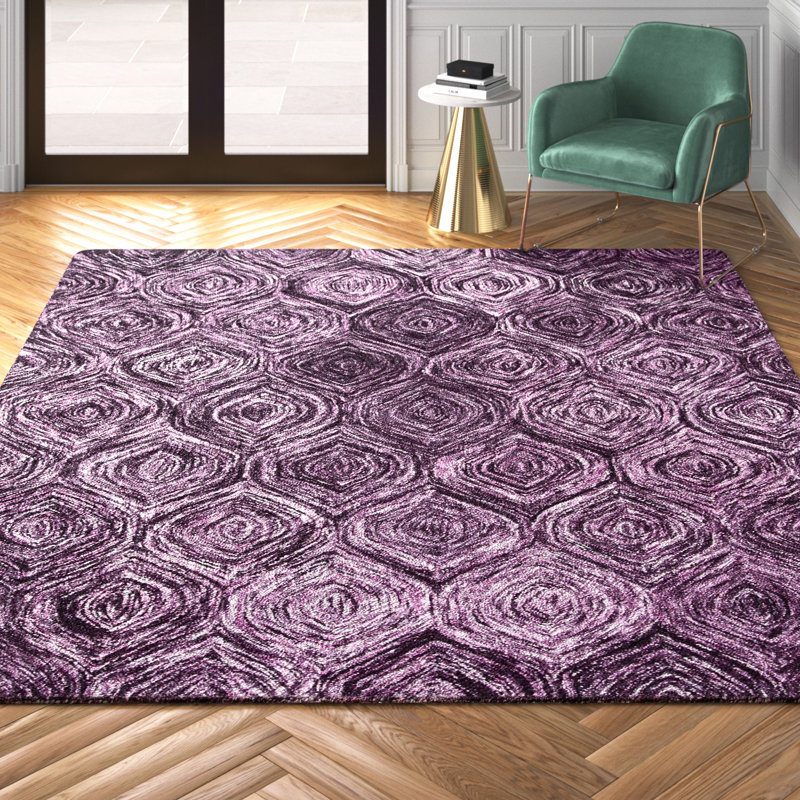 Tapis mauve en laine touffeté à la main Alora, Rectangle 4 pi x 6 pi
