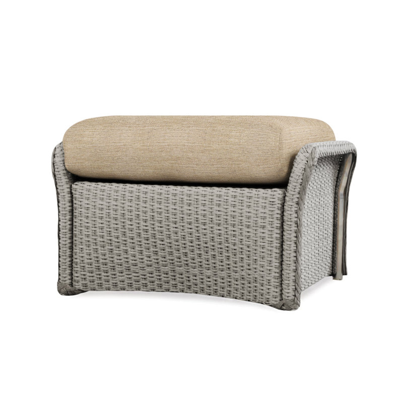 Weekend Retreat Outdoor Ottoman, Flagship Lapis Sunbrella®, Pewter