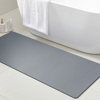 Ultra Thin Non-Slip Bath Mat Fit Under Door, Backing Non Slip Bath Mat, Quick Dry Ultra Absorbent Bathroom Rugs, Machine Washable, Grey, 48"X20"