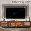 Meuble télé 86 po pour téléviseur de 90 po ou moins, meuble télé avec lumières à DEL contrôlées par une application, rangement pour porte en verre et en rotin, grande console multimédia avec tiroirs