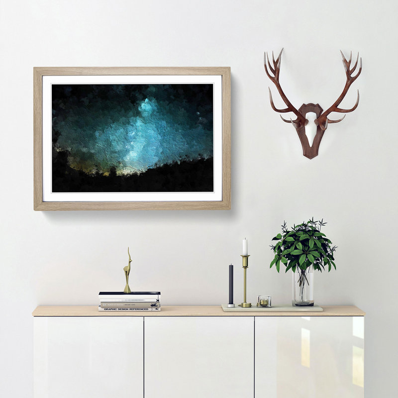 The Milky Way over Switzerland - Picture Frame Painting Print, 27cm H x 36cm W x 2cm D, Oak Framed