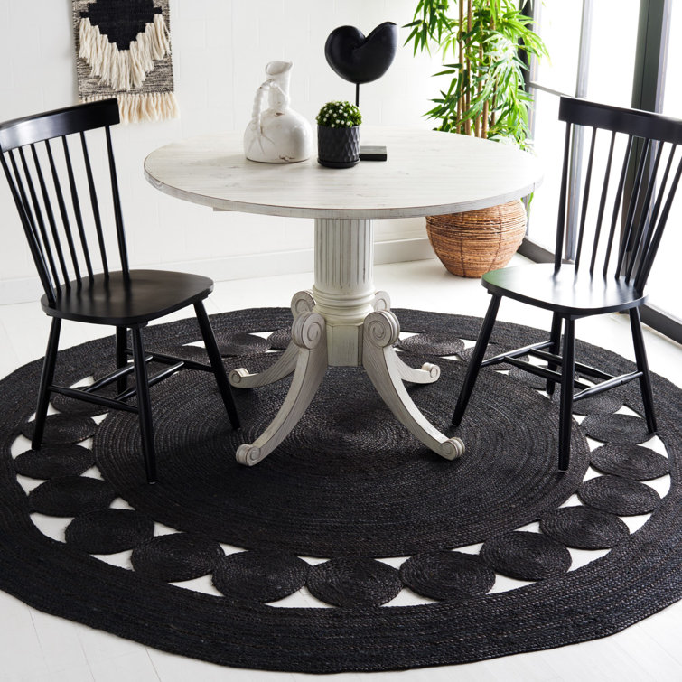 Round Johna Handmade Jute/Sisal Black Area Rug