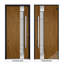 Porte d'entrée extérieure prémontée en acier Deux 1713 Chêne naturel, 2 fenêtres latérales et supérieures blanches, inserts en acier inoxydable, style moderne, peinte, dimensions : L 14 + 36 + 14 x H 80 + 16, ouverture à droite vers l'intérieur-111445038-111445041-111445039