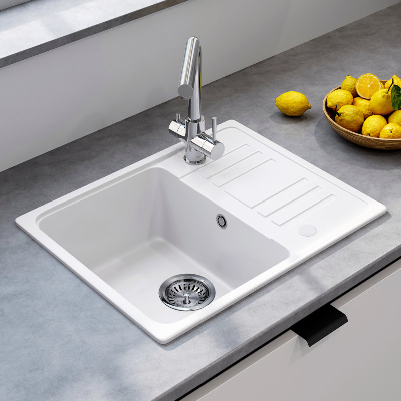 Belfry Kitchen Tabris 450mm W Single Bowl Quartz Stone Kitchen Sink with 1 Faucet Hole