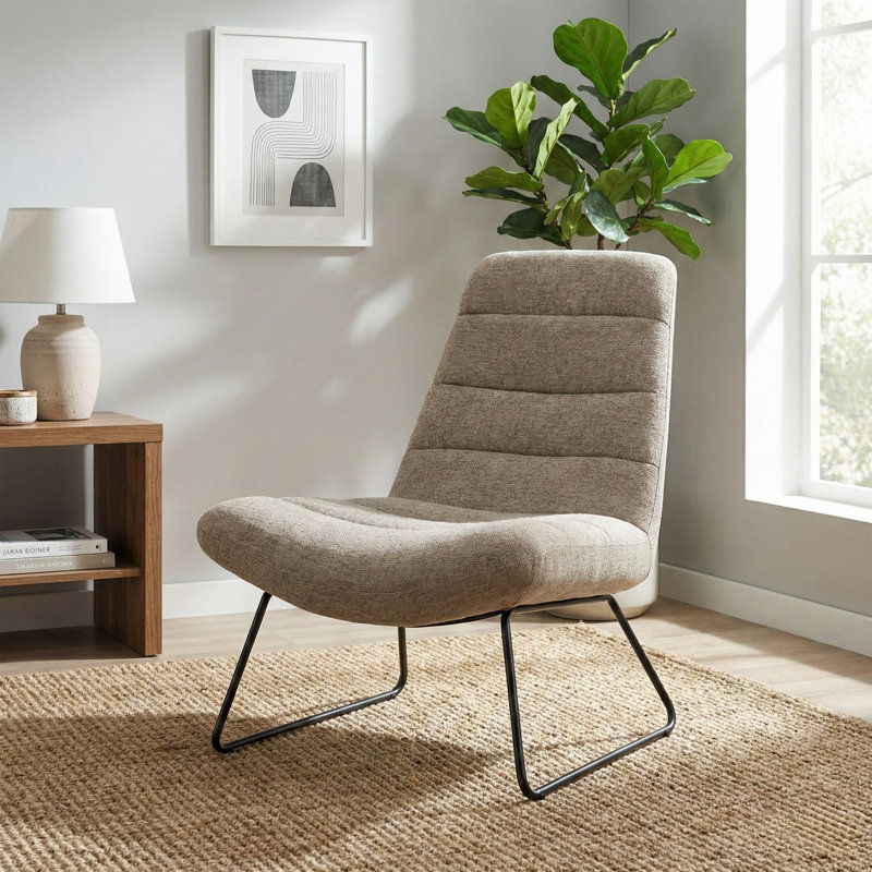 Soft Touch Fabric Lounge Chair, Taupe