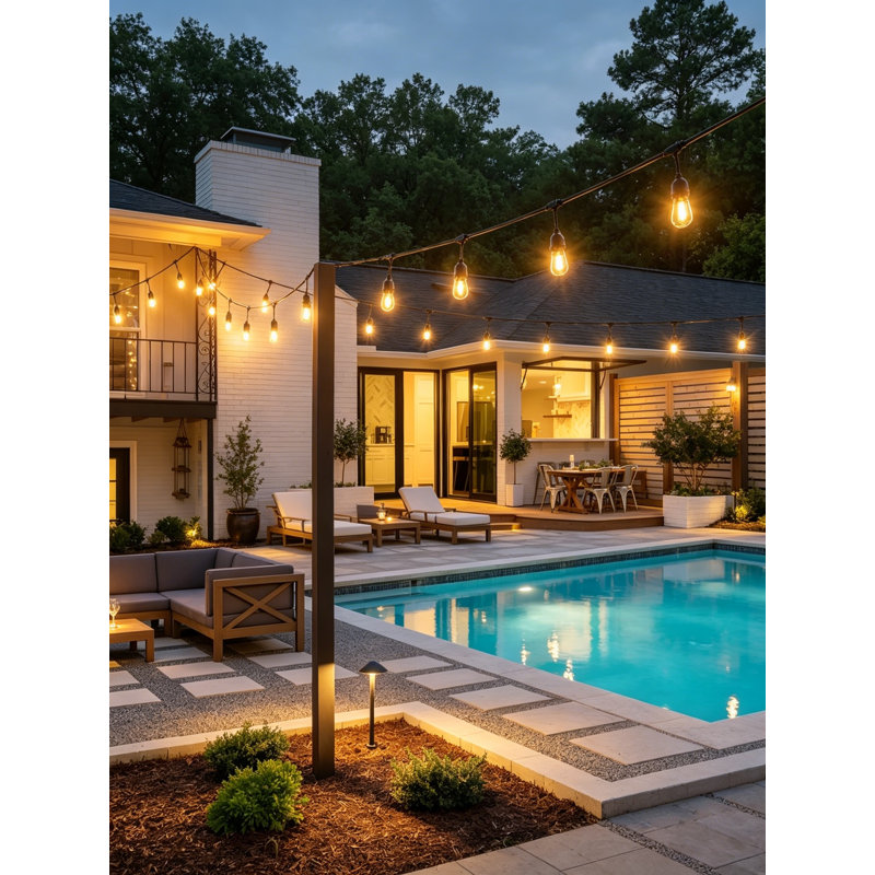 24FT LED Outdoor String Lights, Edison Shatterproof Bulbs Weatherproof