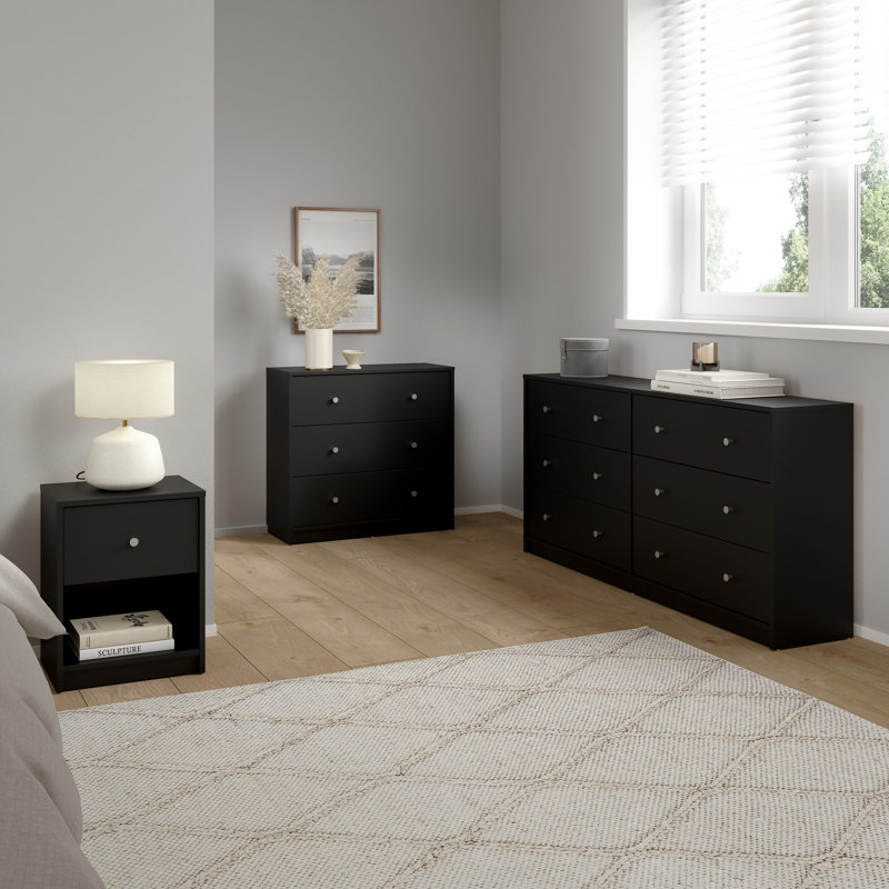 4-Piece Bedroom Set, Black, Black