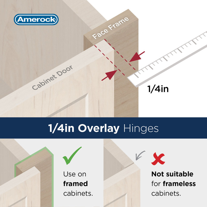 1/4 inch (6mm) Overlay Double Demountable Champagne Bronze Cabinet Hinge - 1 Pair, Champagne Bronze