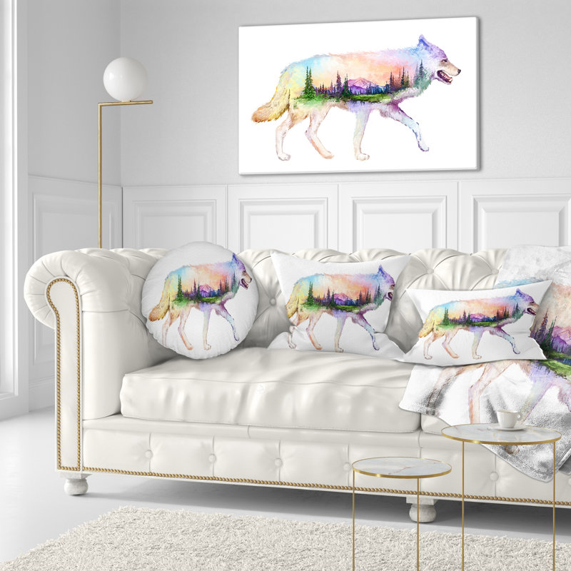 Coussin lombaire loup à double exposition animal