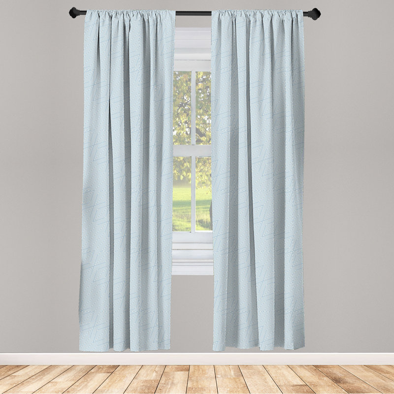 Rideaux 4 panneaux Ambesonne, losanges diagonaux géométriques, bleu ardoise pâle et blanc, L 56 po x L 84 po
