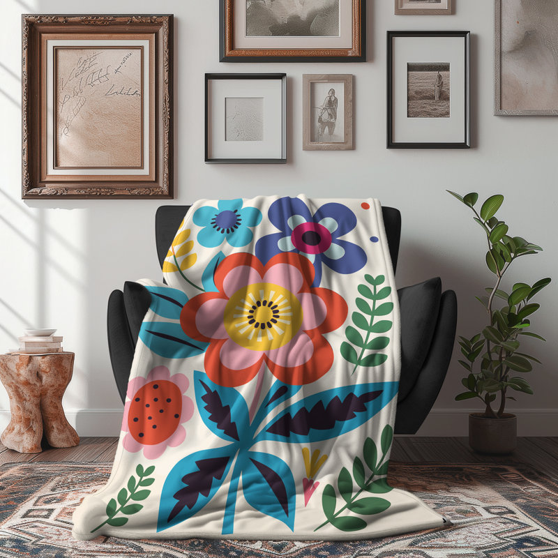 Kaleidoscope Petal Harmony - 1 pièce Sherpa Premium - reproduction d'art luxueuse, Lit simple